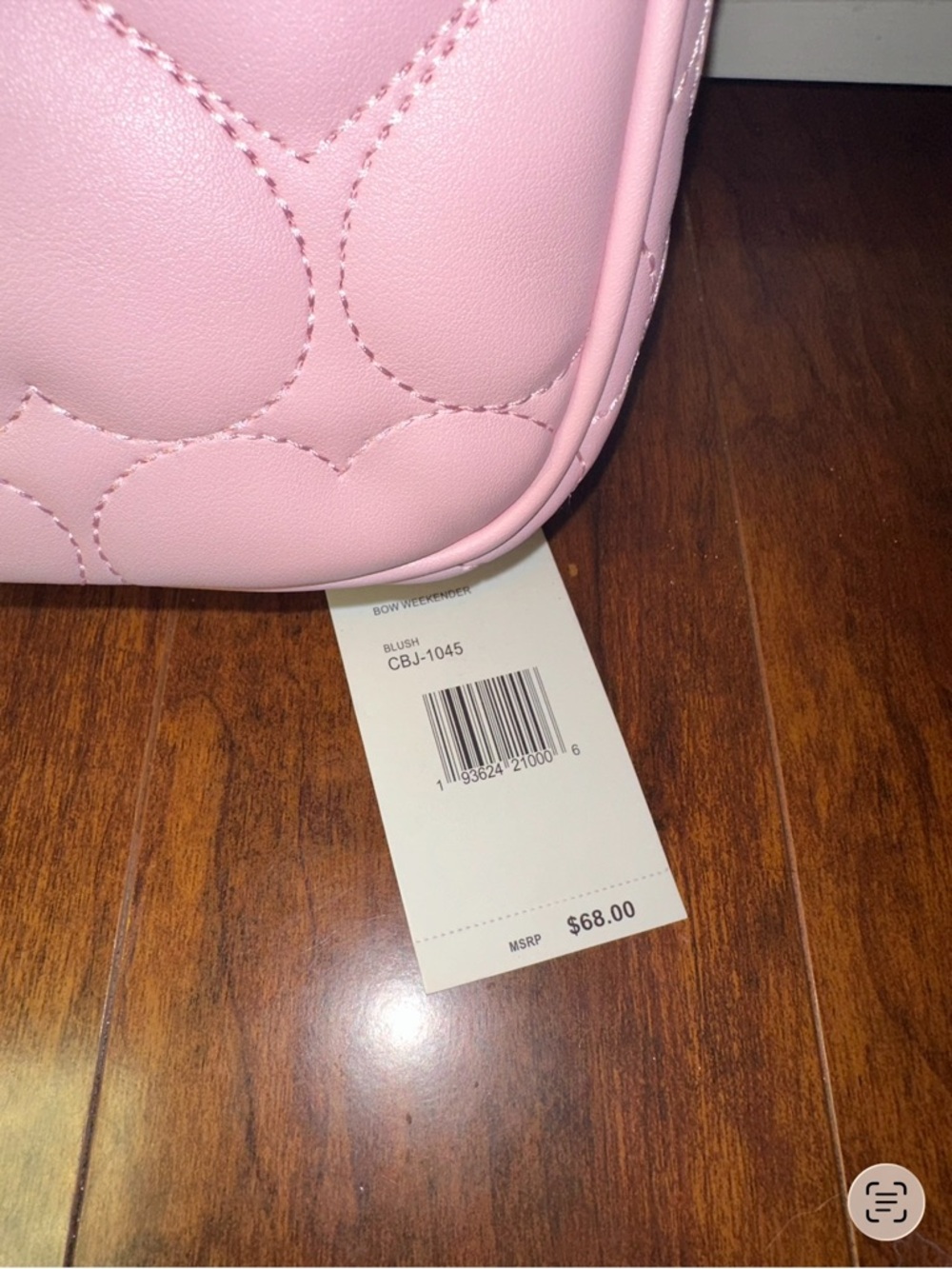 Betsey Johnson Pink Quilted Heart Cosmetic Bag with Bow - Picture 2 of 3
